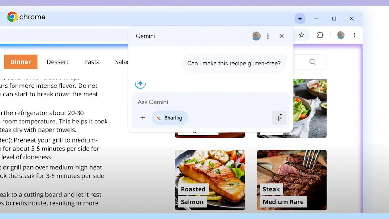 Gemini features inside Google Chrome