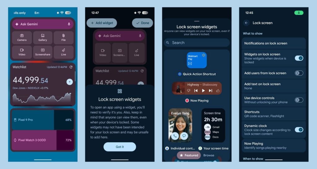 Android 16 QPR2 lockscreen widgets